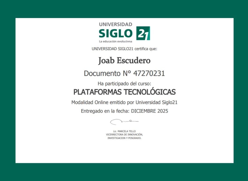 Certificado: Plataformas Tecnológicas
